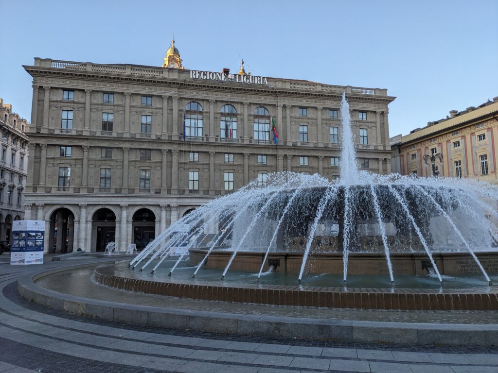 A fountain in Genoa's downtown